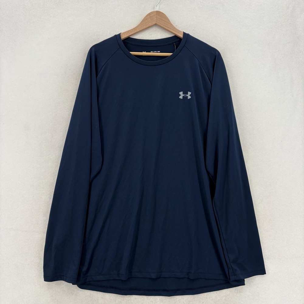 Under Armour UA Tech 2.0 Long Sleeve Shirt Mens 2XL Academy Blue Wicking Gym NWT
